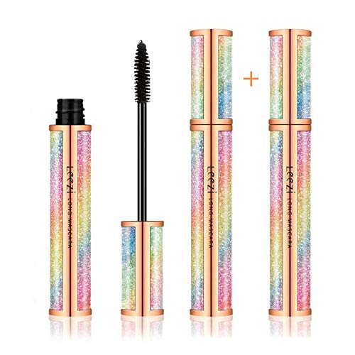 4D Silk Fiber Lash Mascara Waterproof - Thick Long Lasting Smudge-Proof Natural 4D Fiber Mascara, Curling Eyelashes Lengthening Mascara, Extra Long 4D Mascara Black, Pack of 2