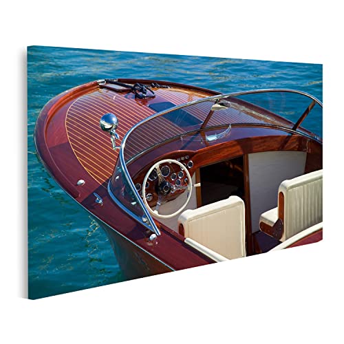 Tableau sur toile bateau en bois de luxe lac de Côme déco salon Riva