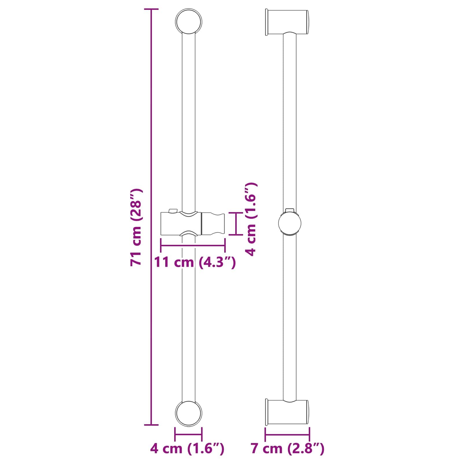Soporte para alcachofa de ducha de acero inoxidable cromado 71 cm ajustable 360 grados giratorio con montaje en pared para brazo de ducha, ducha de lluvia y sistema de ducha en el baño