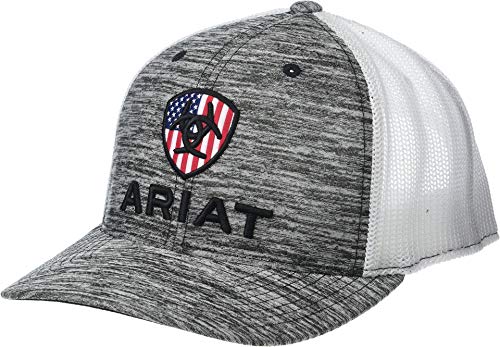 ARIAT RWB Shield Logo Flexfit110 Snapback Cap Heather Grey/White One Size