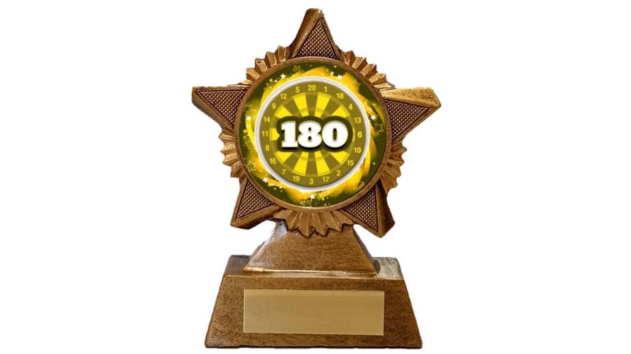 Troshow Antique Gold 180 Darts Premier Star Trophy 120Mm Heavy Resin Award Free Engraving -Troshow1