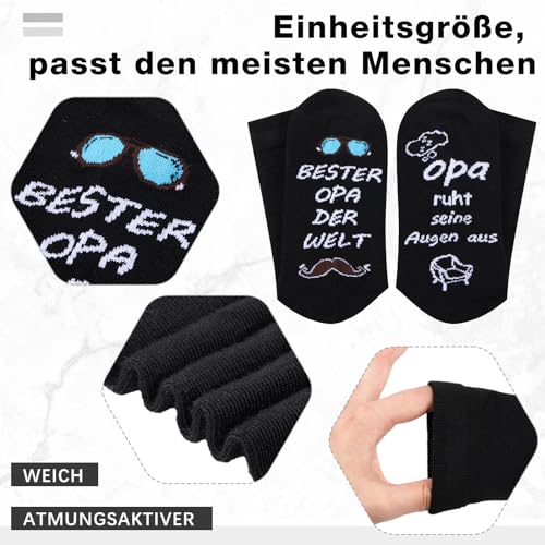 SATINIOR Opa Zollstock Geschenk Set 2 Meter Holz Zollstock mit Gravur Kreativer Gliedermaßstab Lustige Baumwolle Socken 36-42 Bester Opa Geburtstagsgeschenk für Männer Großvater Weihnachten