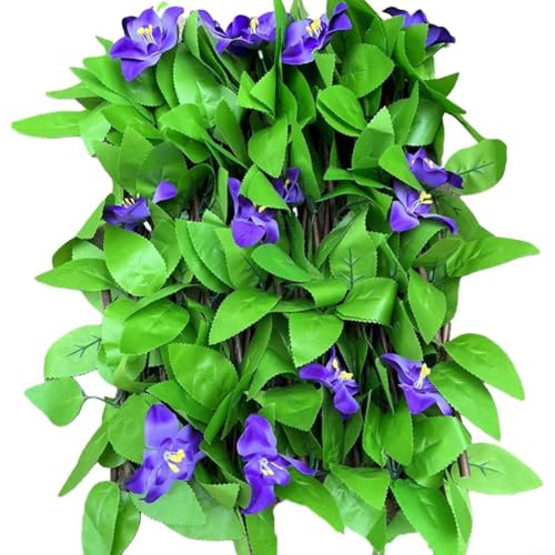 Clôture de fleurs artificielles 40 cm x 20 cm, bordure de jardin extensible pour cour, terrasse, événements en plein air, barrière pour plantes...