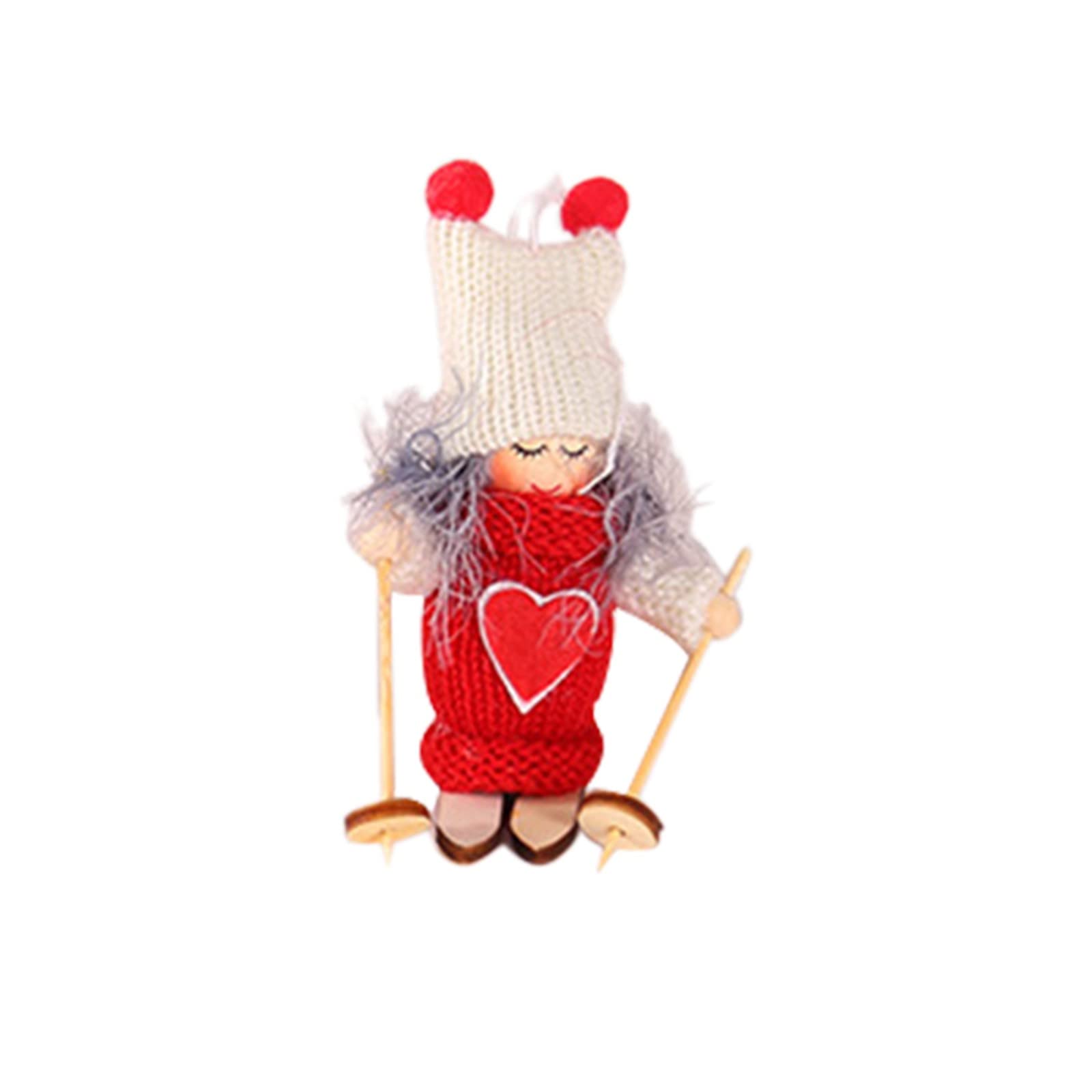 Cuddly Soft Toys Christmas Wooden Ski Doll Doll Children's Toy Christmas Tree Pendant * 1pcs