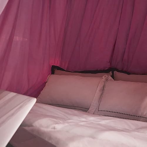 Vista 44 de Kertnic Toldo de cama de lujo para niñas y adultos, toldo de princesa de doble capa con encaje, mosquitera de cúpula redonda para tienda de campaña