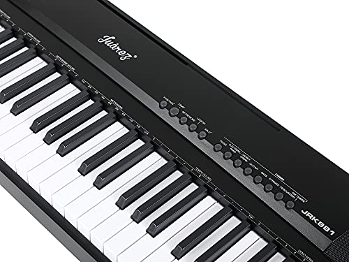 Image of Juarez JRK881 88-Key Digital Piano with Semi-Weighted Keys, Built-in Speakers, Sustain Pedal, USB & Aux Connectivity - Black