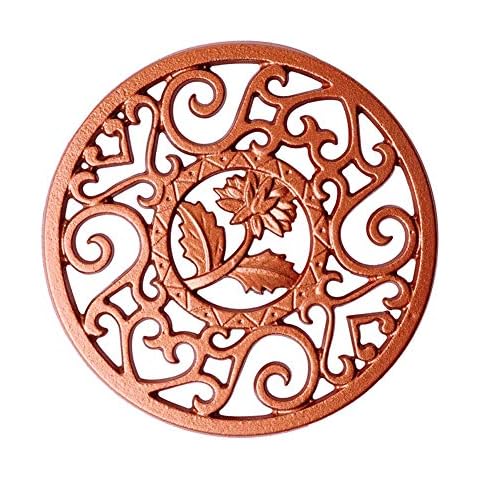 OSISTER7 Round Cast Iron Trivet, Metal Trivet Table Decorative Pot Holder for Hot Dishes, Teapots, and More, Tea Pot Pad, Hot Stand Holder to Protect Counter Tops and Tables Cover