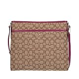 Coach Outline Signature File Crossbody Bag Khaki Fuchsia F55363