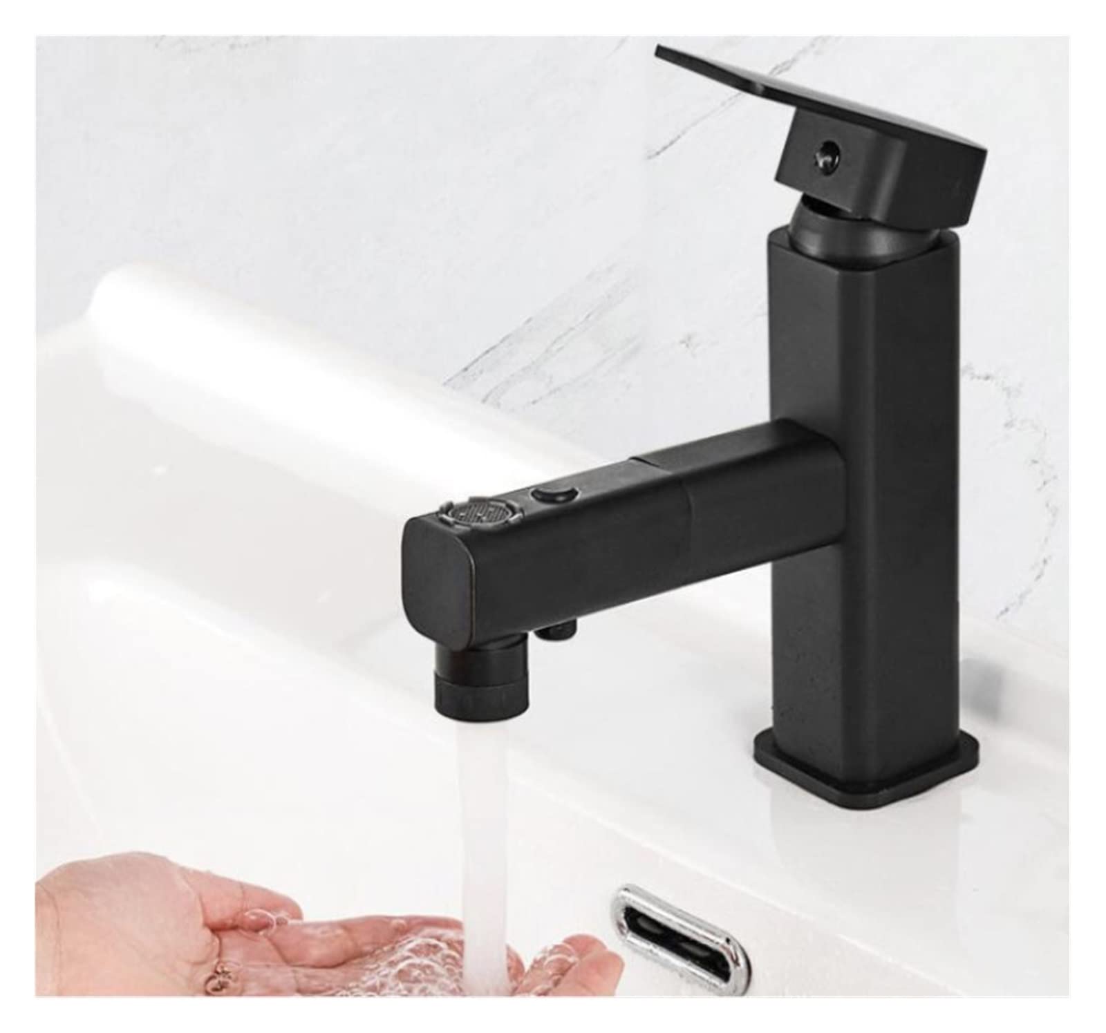 Robinet mitigeur noir mat pour lavabo de salle de bain en laiton massif eau chaude et froide