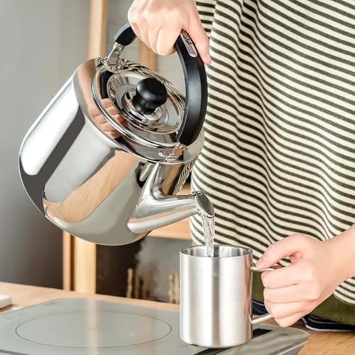 Genérico Tetera de Acero Inoxidable 304 para Estufa con Silbato, Mango de Baquelita, 5 Litros