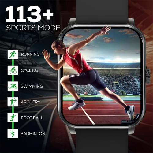 Image of PunnkFunnk NovoLux HD Display Smartwatch for Men & Women Answer /Make Calls, Heart Rate Monitor, 113+ Sports Modes, Step Counter, IP68 Waterproof, Compatible with Android & iOS(Black)
