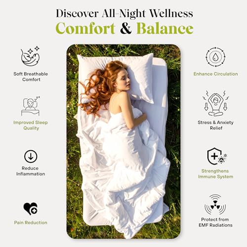 Earthsync Essentials Bare Earth Grounding Sheets Queen Size | Woven 10% Silver Fiber, Soft 400TC Cotton Earthing Sheets | 15ft Cord, Outlet Tester, Conductivity Pen & Silk Eye Mask (Grey) by Earthsync Essentials - Image 6