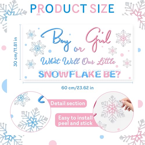 Sticker para fiesta revelación género copo de nieve miniatura 7
