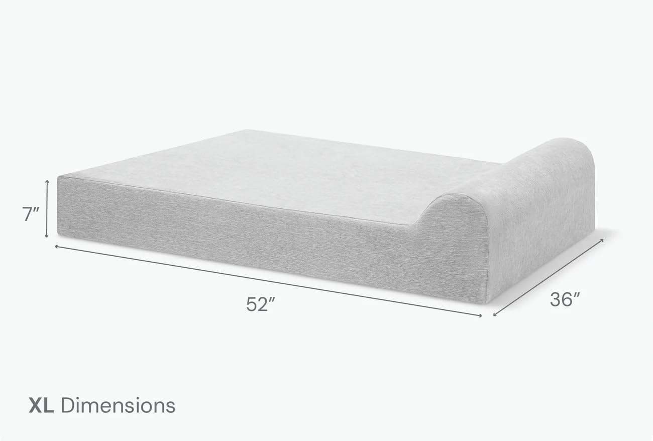 Barker Beds XL Orthopedic Dog Bed - 7" Pillow Top with Headrest - 75-120 lbs - Memory Foam for Joint Pain & Arthritis - Washable - 52"x36"x7" - Stormcloud Linen - image 3