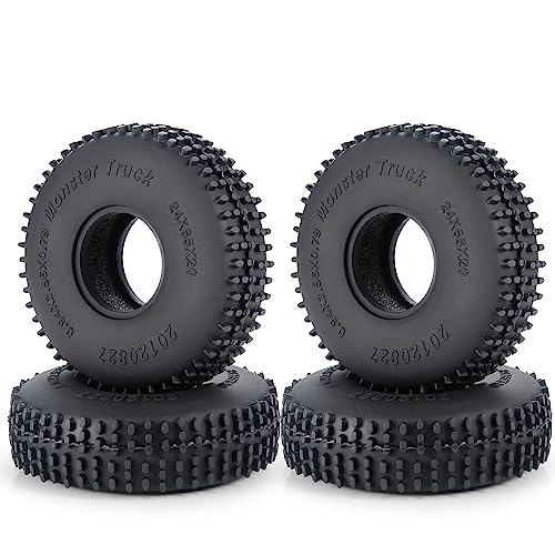 RCLIONS Rubber 1.0 Tires Multi Terrain Pin Crawler Tyre 65x20mm for TRX4M SCX24 RC Crawler Car