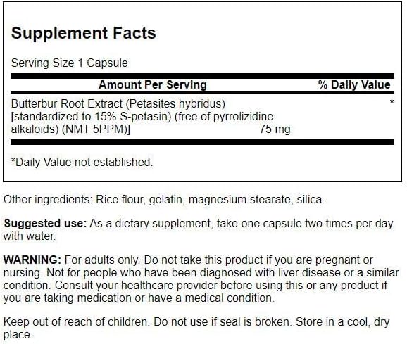 Swanson Butterbur Extract - Standardized 75 mg 60 Caps
