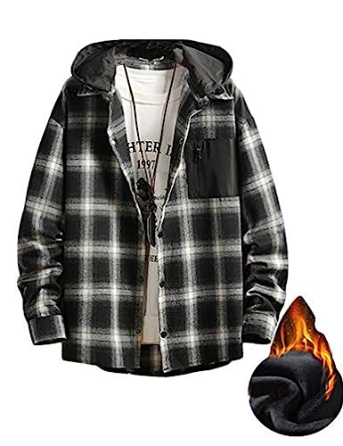 Image of Lavnis Men's Plaid Hooded Shirts Lightweight Shirt Jackets