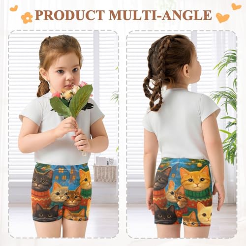 Girls Biker Shorts Toddlers Cotton Under Dress Shorts Funny Seven Cute Cats Festive Sweaters Dance Clothes 4t4