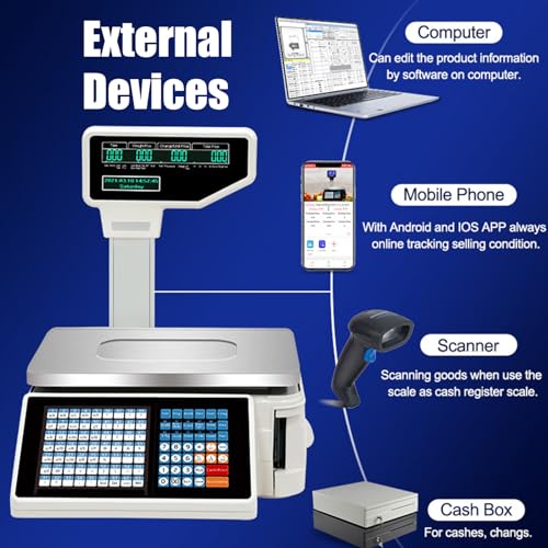 Báscula digital comercial con impresora y doble display miniatura 3