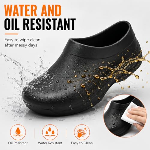 Image of LIPROFE Chef Shoes for Men,Kitchen Shoes for Men,Non Slip Work Shoes for Men Women,Oil & Water Resistant Slip-On Kitchen Work Clogs for Restaurant Nursing Garden