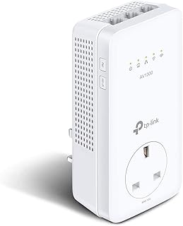 TP-Link Dual Band Gigabit AC1200 Powerline Adapter, Wi-Fi Extender/Booster,Speed Up to 1300 Mbps, Extra Power Socket, Works with OneMesh™, No Configuration Required, UK Plug (TL-WPA8631P) (Renewed)
