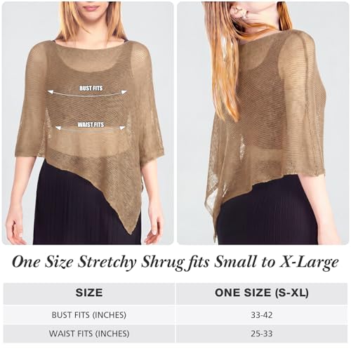 Image of Women Sheer Poncho Shrug Summer Sheer Blouse Top Lightweight Poncho Bolero for Evening Dress