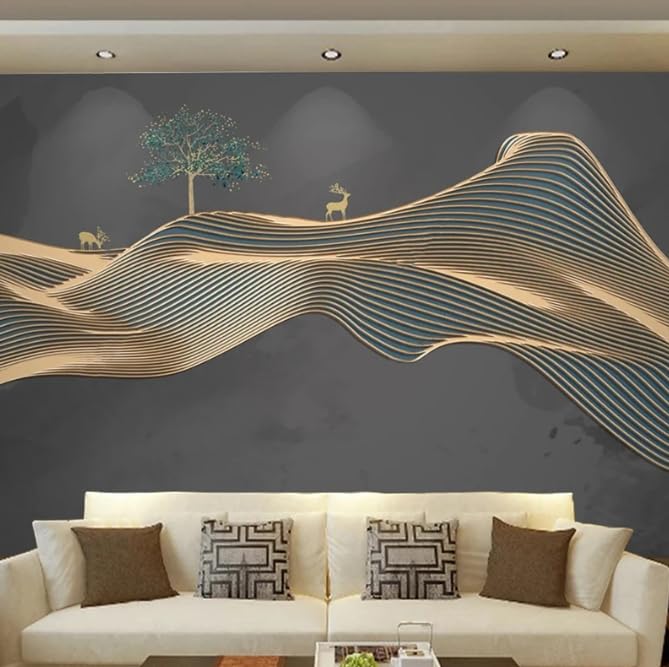 Papier peint chinois 3D salon grand format dissimulation mur