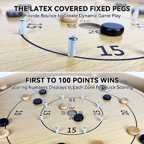 Juego de mesa Crokinole de 30 pulgadas madera miniatura 4