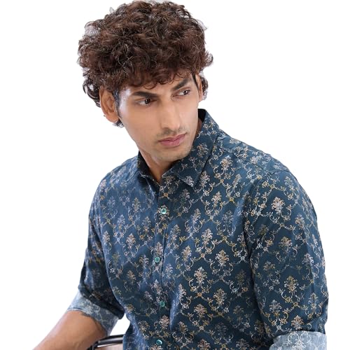 Image of Spykar Men's Slim Fit N /A Full Sleeve Printed Casual Shirts