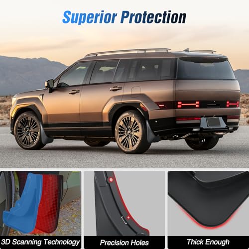 Image of Nilight Mud Flaps Splash Guards for Hyundai Santa Fe 2024 2025 2026 | No Drilling Precision Fit Exterior Accessories Heavy-Duty Splash Guards Protection, Front & Rear Set