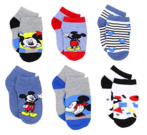 Disney Mickey Mouse Little Boys 6 pack Socks (6-8 Boys (Shoe: 10-4), Multicolor)