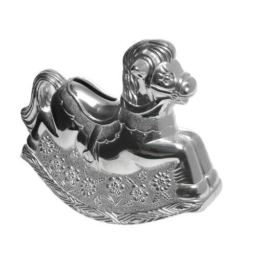 Joe Davies Cheval à bascule Plaqué argent Tirelire baptême bébé, New Born