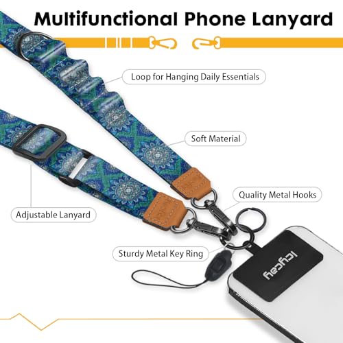 Image of Icycay Phone Lanyard Crossbody Strap Neck Adjustable Teacher Women Boho | for Cell Phone Case Keys ID Badges, Anti Theft, Multifuctional, Cute Phone Holder, Travel Hiking Essential Accessories, Gifts