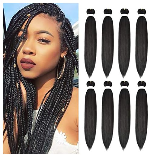 8 Pack Ombre Braiding Hair Pre Stretched - 26" 100G/Pack Premium Kanekalon Pre Stretched Braiding Hair Extensions, Professional Itch Free Hot Water Setting Perm Yaki Texture Prestretched Hair(1B/Blue)