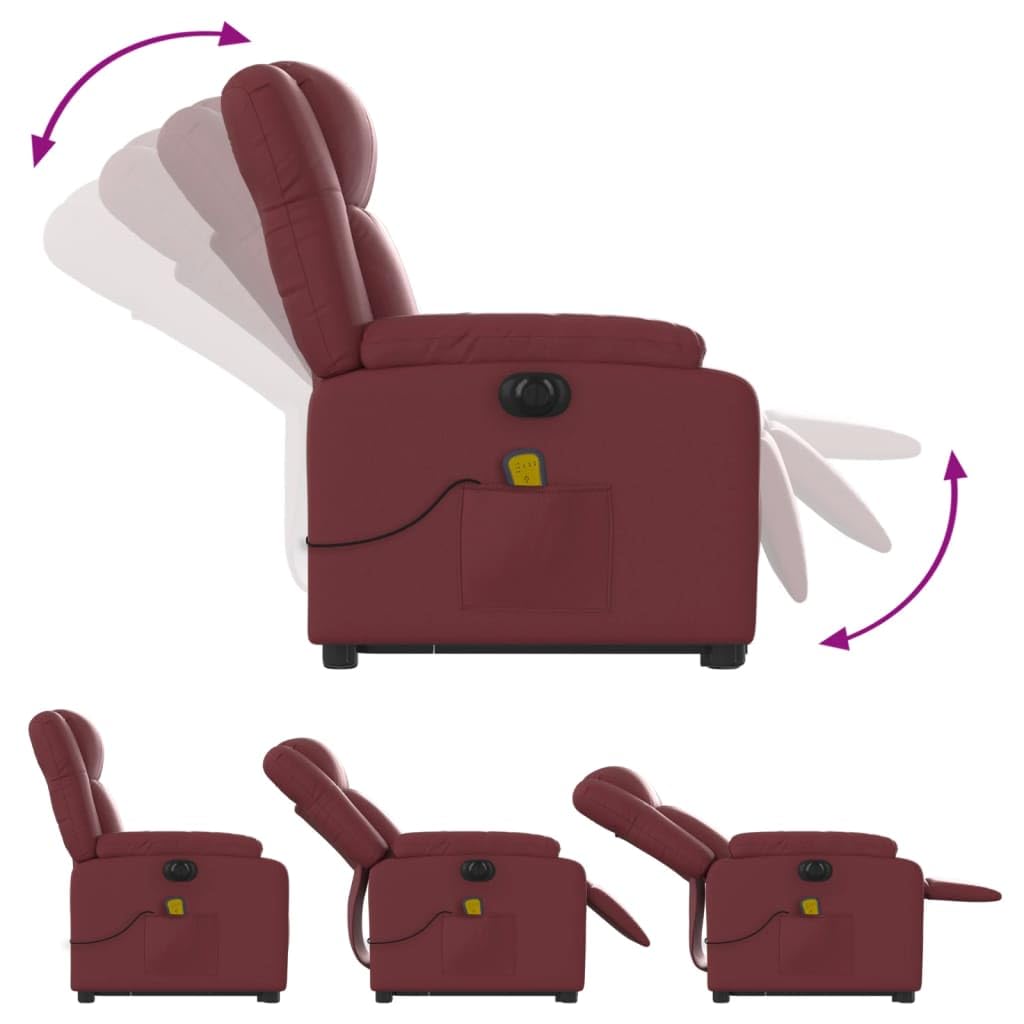 LAPOOH Lehnstuhl mit Rückenlehne, weinrot, aus Kunstleder, verstellbare Sessel für Wohnzimmer, Aufstehsessel, Relaxsessel (SPU:3205175)