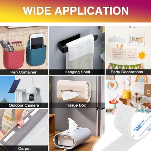 Image of Hook and Loop Strips with Adhesive 1x5IN 20Pairs /40Strips, White Strong Sticky Back Fastener, Heavy Duty Double-Sided Adhesive Hanging Strips for Home Office School