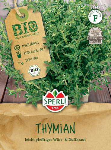 Sperli BIO Thymiansamen 84745 - Das perfekte Saatgut für leicht pfeffriges Würz- und Duftkraut. Das Kraut eignet sich zur Anzucht in Kübel und ist zudem mehrjährig und winterhart.