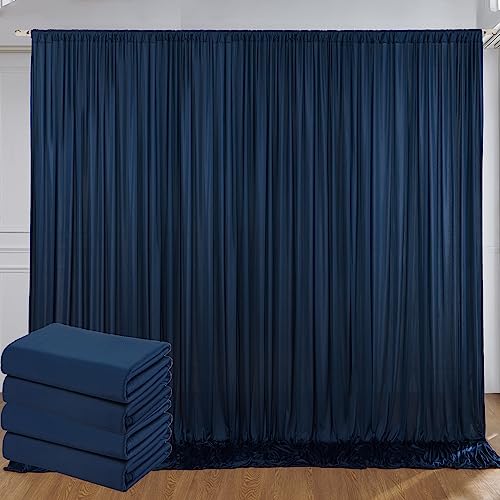 20ft x 10ft Wrinkle Free Navy Blue Backdrop Curtains for Parties, Thick Polyester Backdrop Drapes for Wedding Birthday Party Photography Background Backdrop Stand