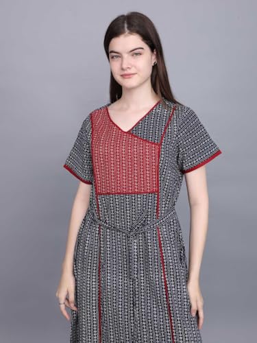 Image of Evolove Women's Cotton Long Maxi Night Gown Nighty Dress with Pocket, Super Soft Comfortable (LNG-Cotton-2)
