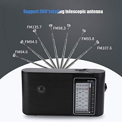 mumisuto Radio met hoge gevoeligheid, draagbare multiband FM/AM/SW1/SW2 handafgestemde professionele radio met hoge gevoeligheid, ingebouwde batterij 1200 mAh, 3 W - Image 3