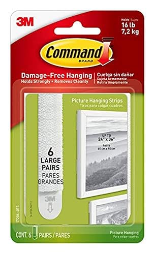 Command - Tiras de velcro para colgar cuadros, grandes, color blanco , 17206-6ES (4PK)