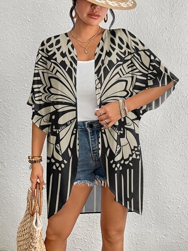 Bsubseach Women’s Kimono Cardigan Open Front Bathing Suit Cover Up Half Sleeve Cardigans Casual Beach Top4