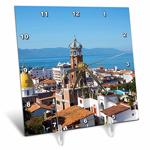 3dRose dc_141464_1 Puerto Vallarta, Jalisco, Mexico SA13 DPB0823 Douglas Peebles Desk Clock, 6 by 6"