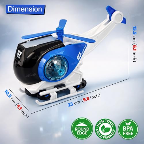 Image of Zest 4 Toyz Musical Helicopter Toy for Kids with Lights & Sound Toy 360 Spinning Rotor Universal Wheel Bump & Go Action Musical Toy for Kids Toys for Boys & Girls Kids Toys (Pack of 1) Random Color