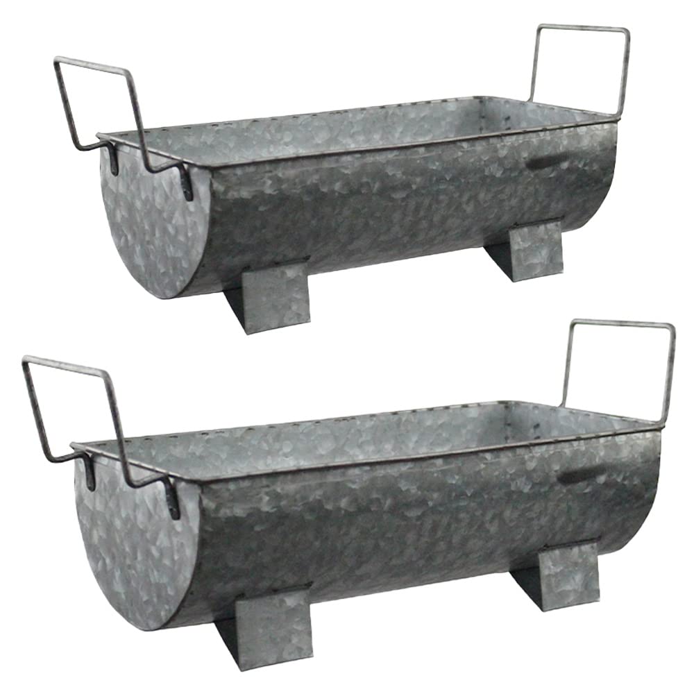 Red Carpet StudiosSmall and Large Galvanized Metal Planters, Set of 2, Trough
