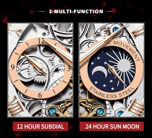 Image of OLEVS Mens Automatic Watches Self-Winding Starry Sky Diamond Skeleton Luxury Wrist Watch Waterproof Luminous