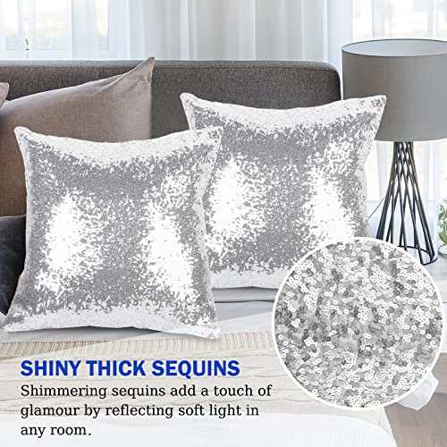 Bssn 52003002 Pack Of 4 Silver Sequin Pillow Covers, 18X18 Inch Shiny And Luxury Decorative Throw Pillow Cases Metal Cushion Covers thumb #1