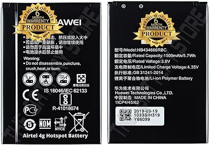 Image of THE BATTERY STORE Original [HB434666RBC] Battery for Huawei Router Airtel 4g Hotspot E5573 E5573S E5573s-32 E5573s-320 E5573s-606 E5573s-806 Battery with 6 Month warrenty**** (P116)