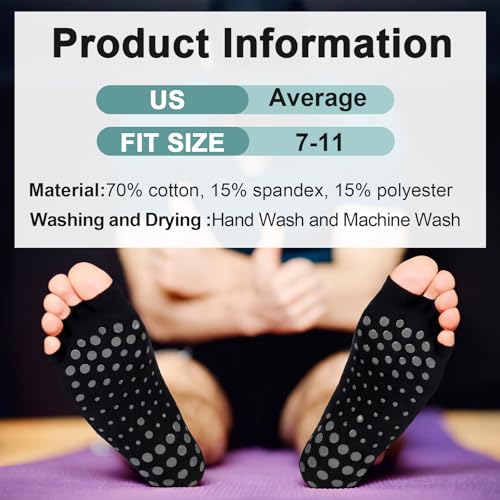 Image of 6 Pairs Toeless Grip Socks for Men Non Slip Open Toe Yoga Socks with Grips Ballerina Pilates Gifts Dance Recital Gifts for Ballet Dance Barefoot Workout