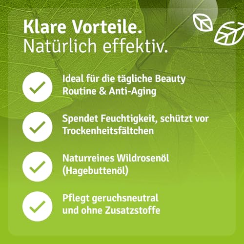 Casida Hagebuttenöl - Wildrosenöl - 100% BIO & Kaltgepresst für Gesicht & Haut - Hagebuttenkernöl hinterlässt eine seidig, glatte Haut - Aus der Apotheke 50 ml